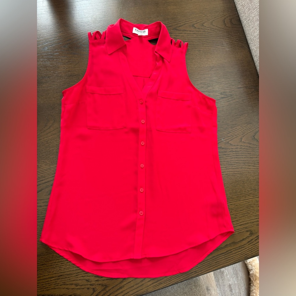 Express Vibrant Sleeveless Top in Red